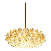 Dazzling chandelier, brass and crystal glass by Kinkeldey, Germany, 1970s.