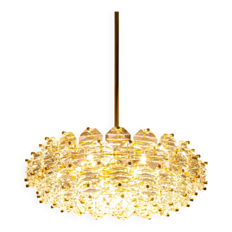 Dazzling chandelier, brass and crystal glass by Kinkeldey, Germany, 1970s.