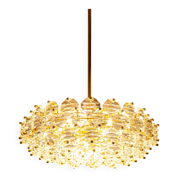 Dazzling chandelier, brass and crystal glass by Kinkeldey, Germany, 1970s.