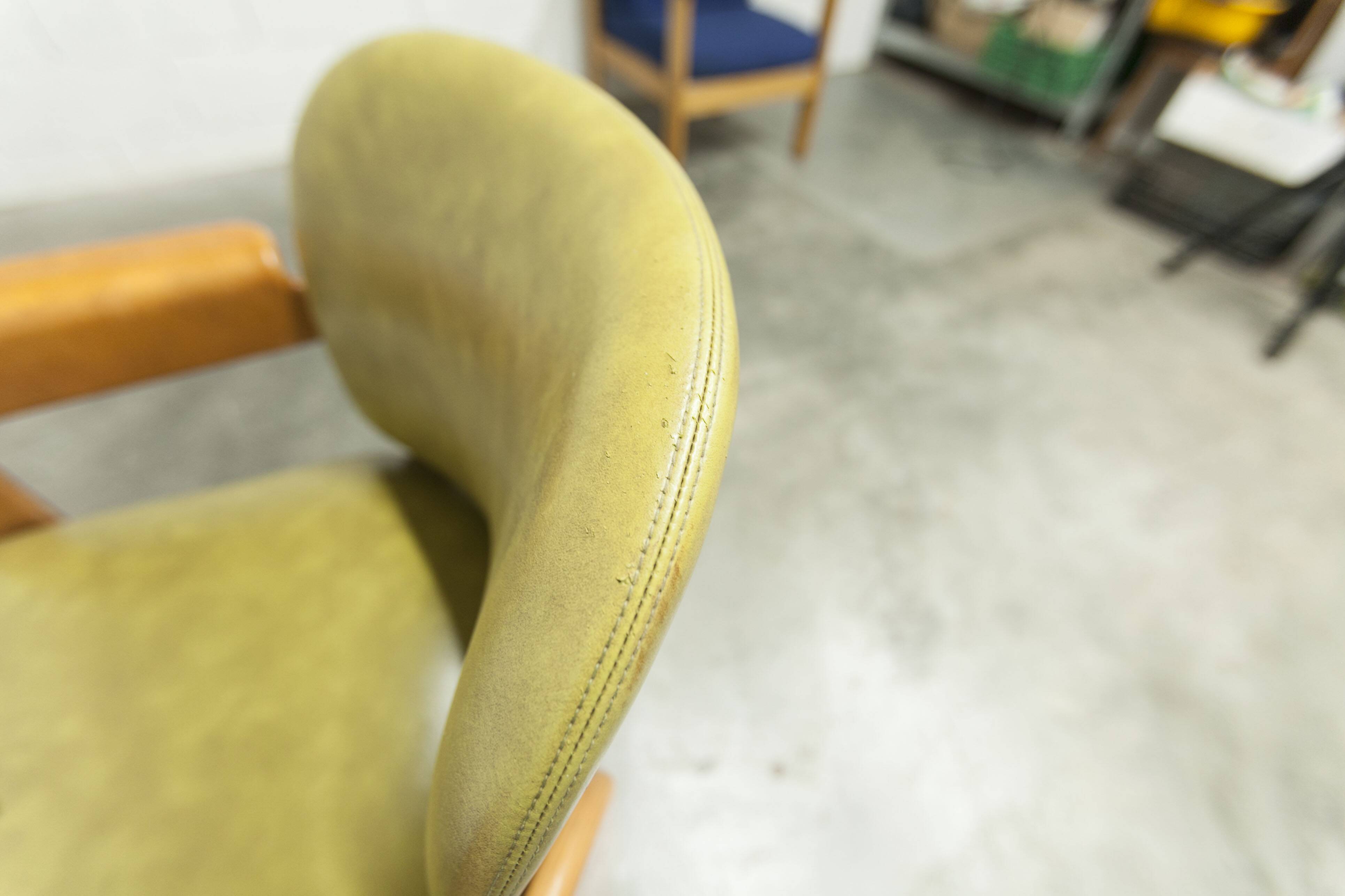 Bruno Rey solid beech bridge armchair for Dietiker 1960 green