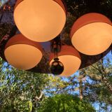Italian chandelier in opaline and plexiglass 70's