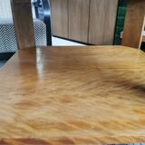 Square art deco coffee table in light wood