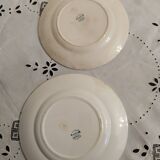 Set of 2 Longwy earthenware plates, Mignon model, blue/green