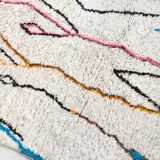 Moroccan Berber carpet Azilal ecru with colorful patterns 298x186cm