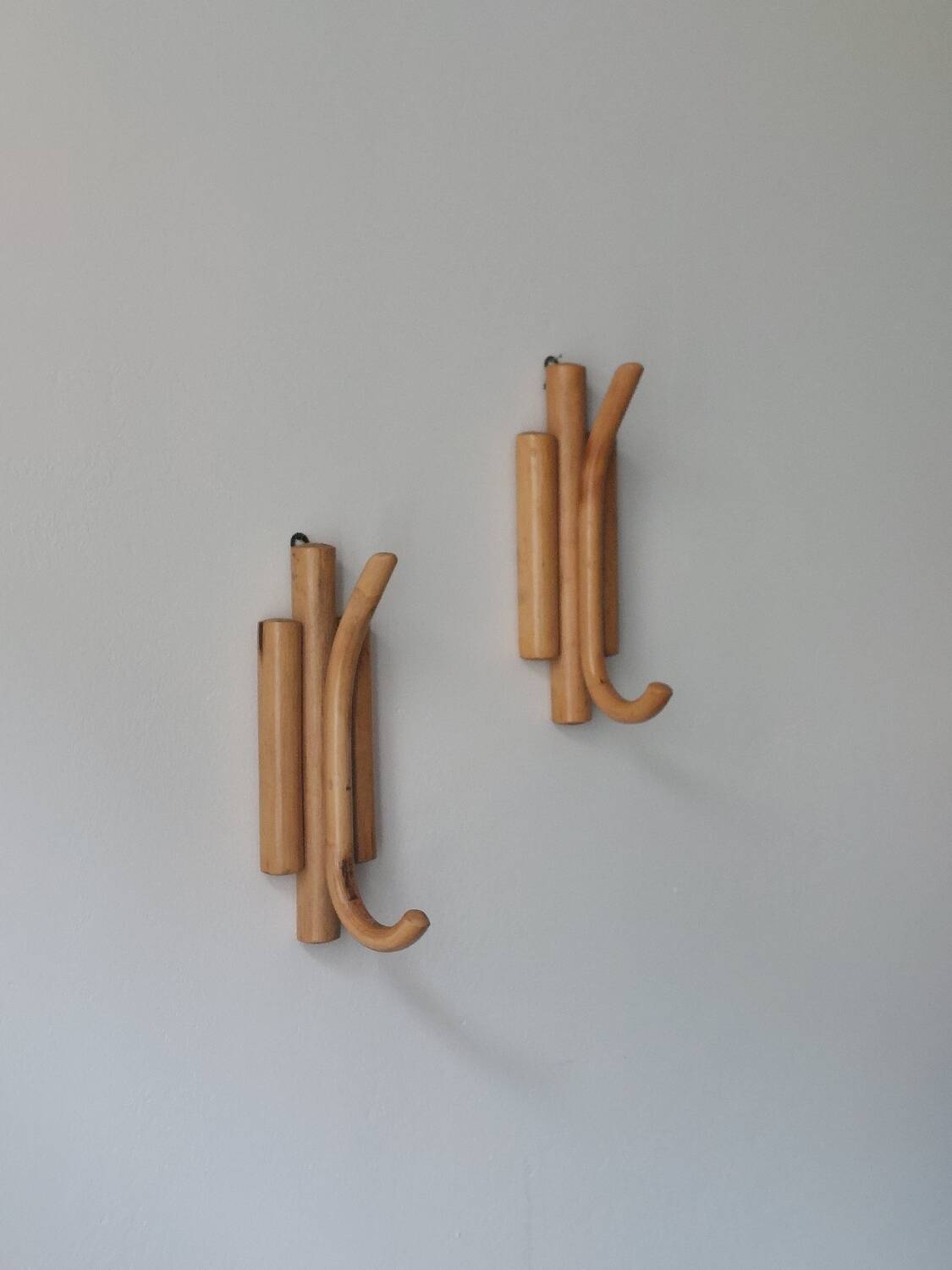 Porte-manteaux muraux vintage en bambou du milieu du siècle