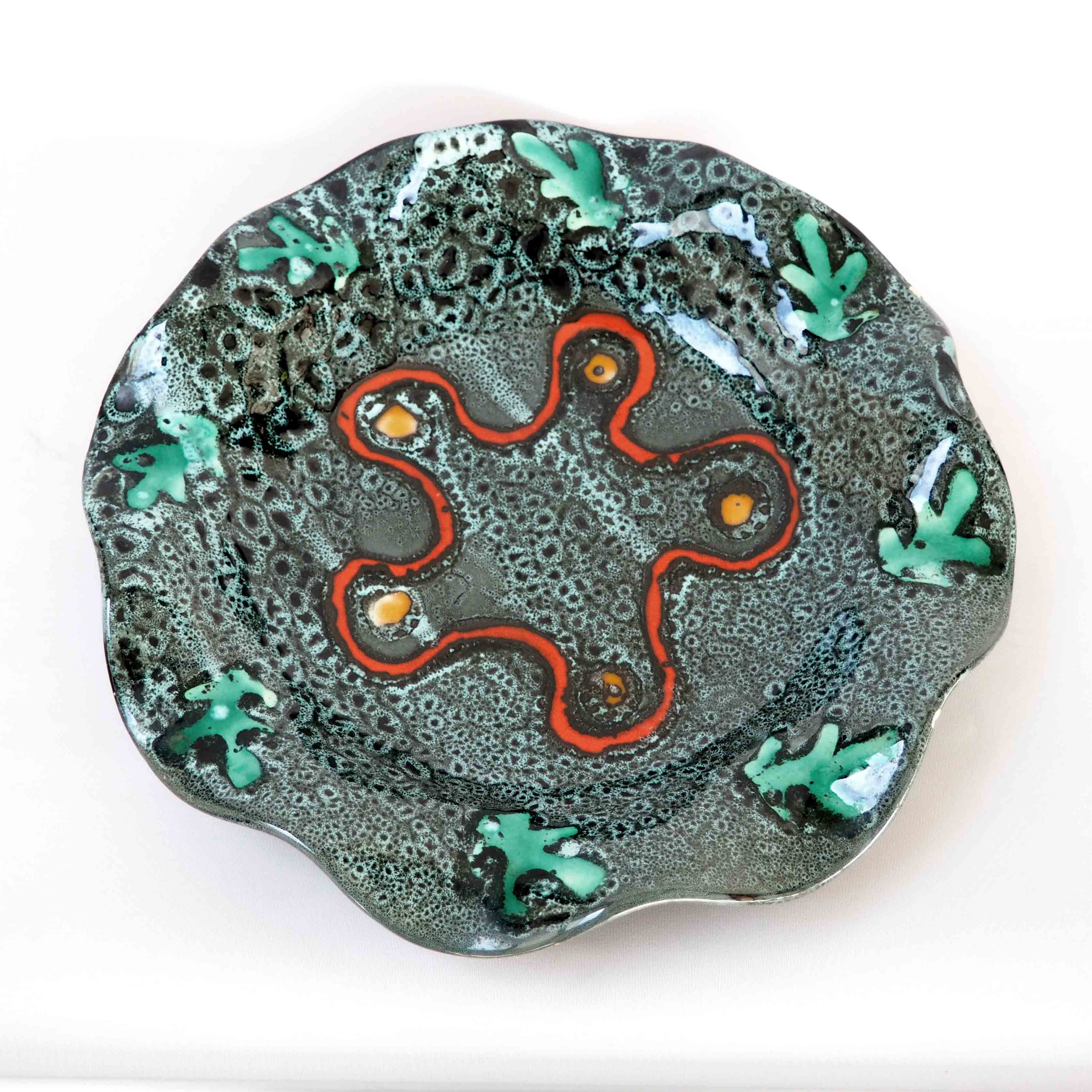 Multicolored earthenware dish