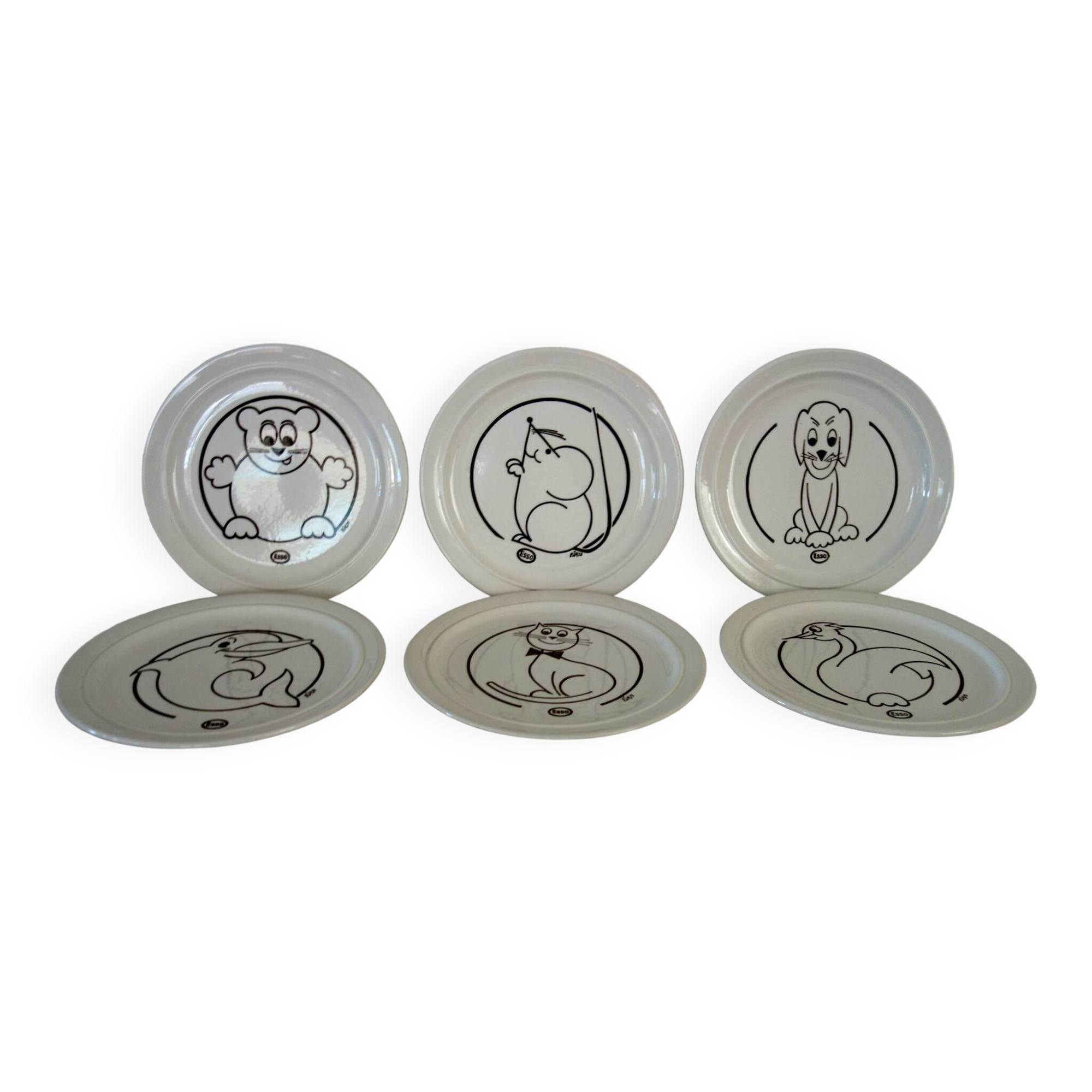 Set of 6 vintage Esso advertising plates
