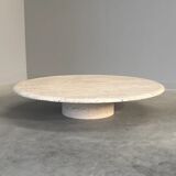 Large travertine round coffee table by Up & Up, Italy 1970s