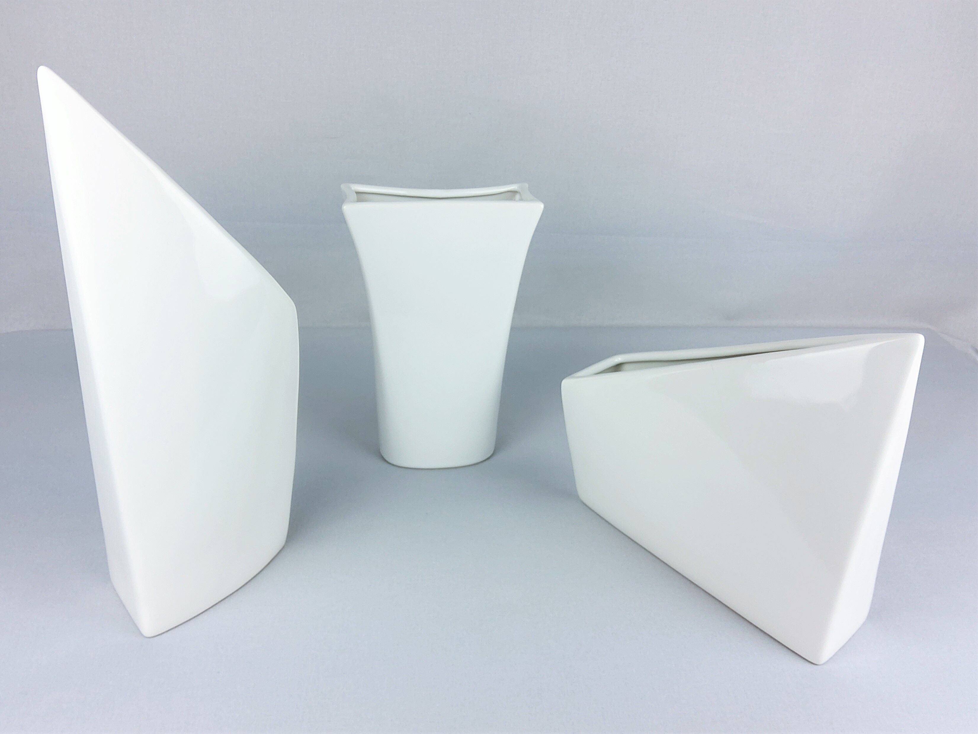 3 vintage ceramic white vases