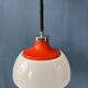 Suspension Space Age massive in white plexiglass Mid-Century with a red top cap.