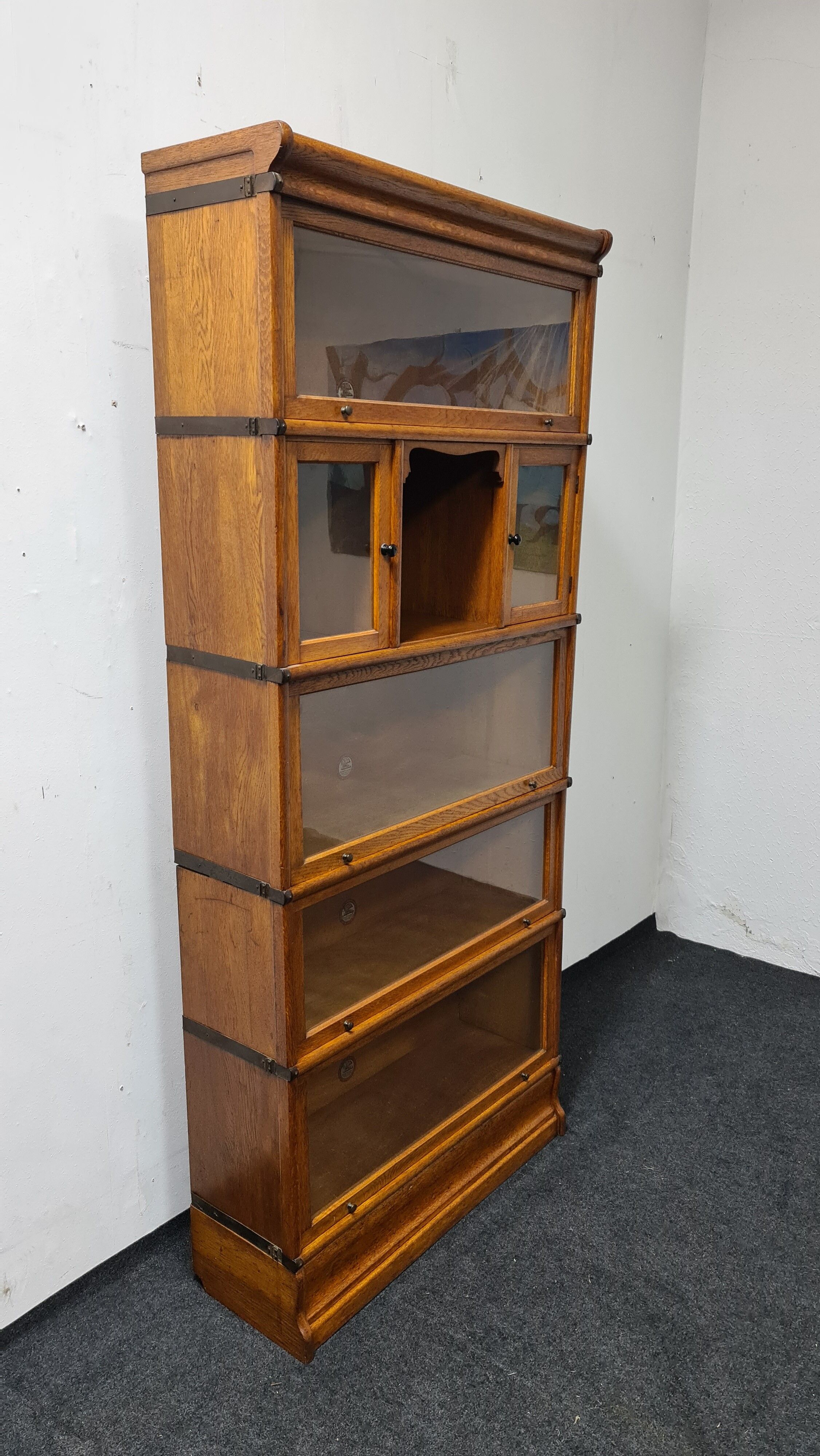 Bibliothèque Barristers en chêne vintage par Heinrich Zeiss Allemagne