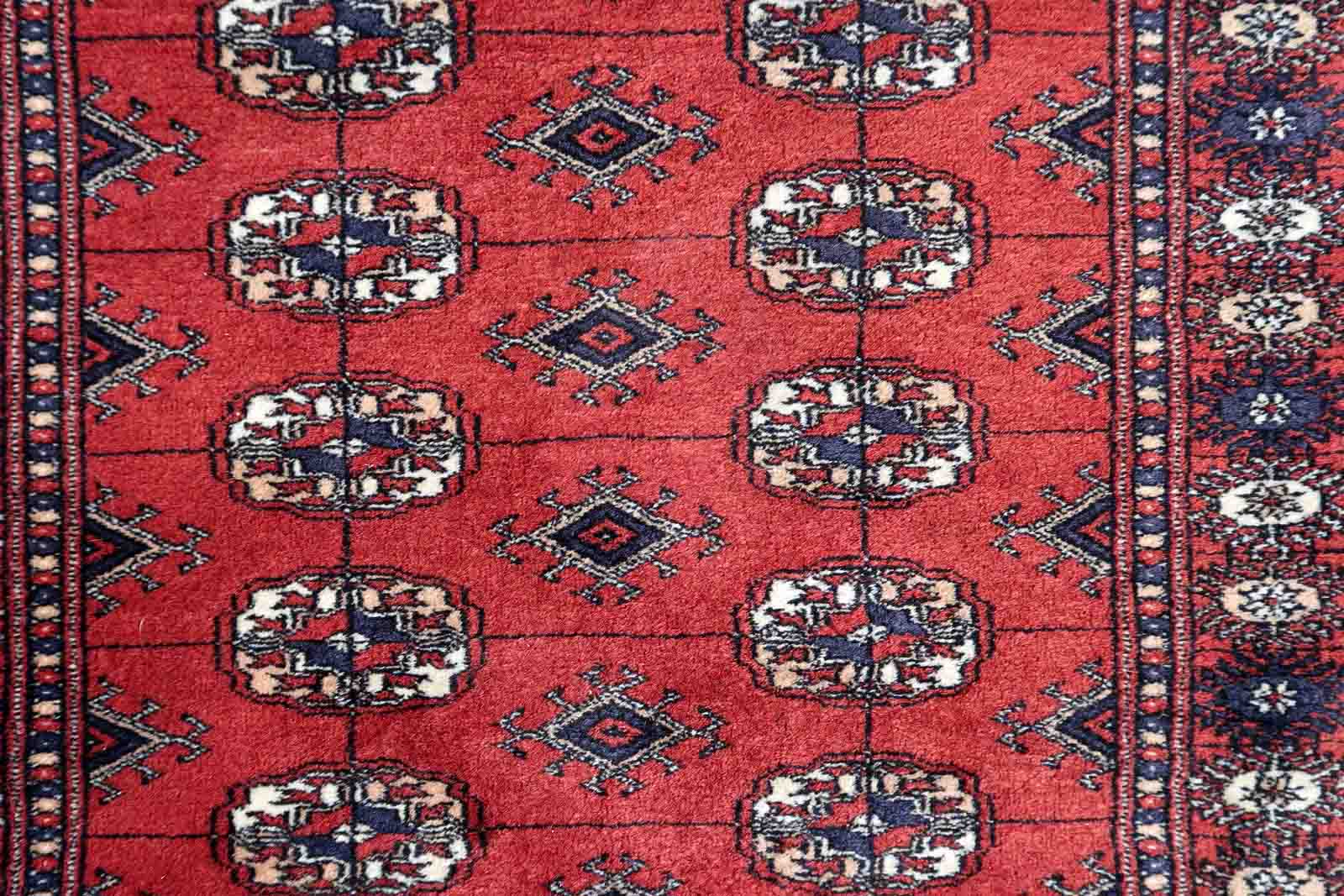 Handmade vintage rug Uzbek Bukhara 81cm x 119cm 1970s