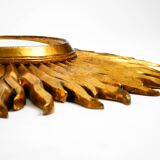 Mid Century Sunburst Kovex wall mirror made of wood and resin - gold plated