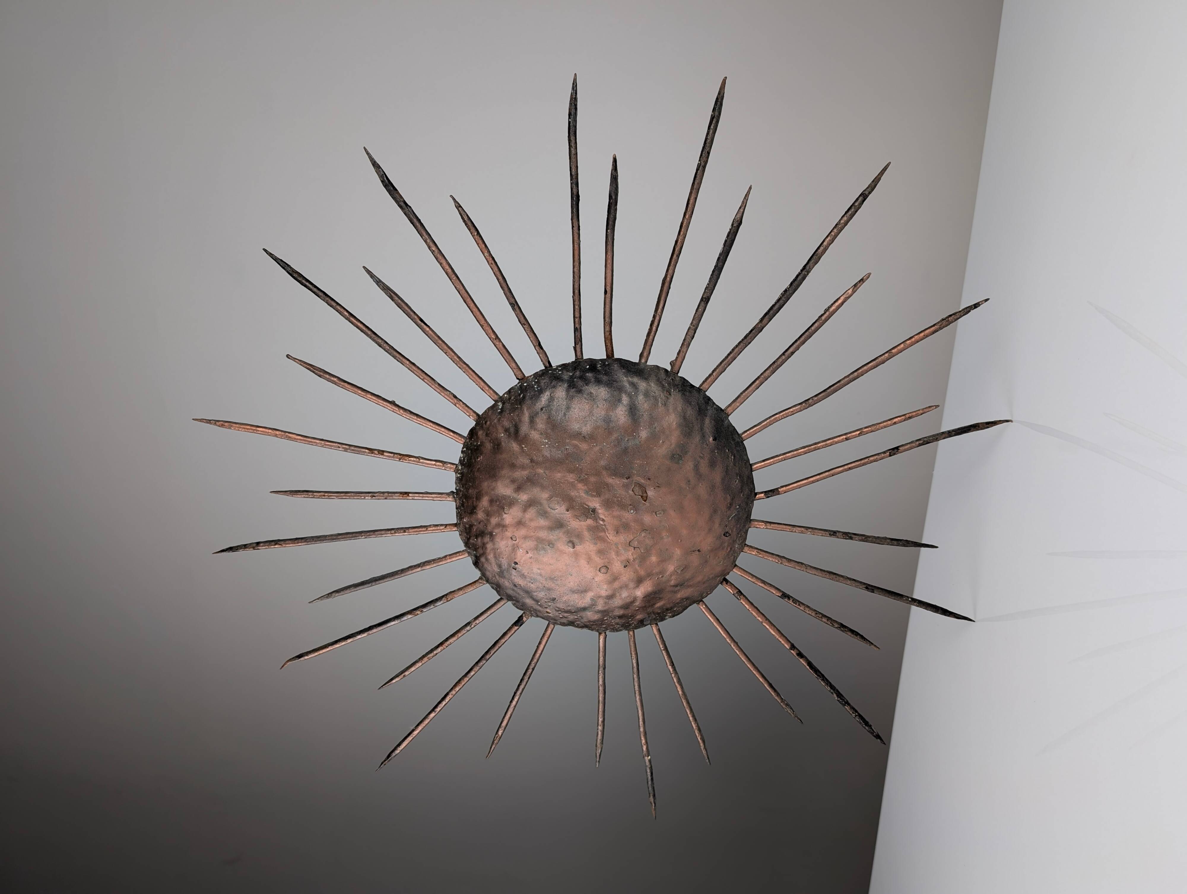 Sunburst Ceiling Lamp in Iron, 1950s