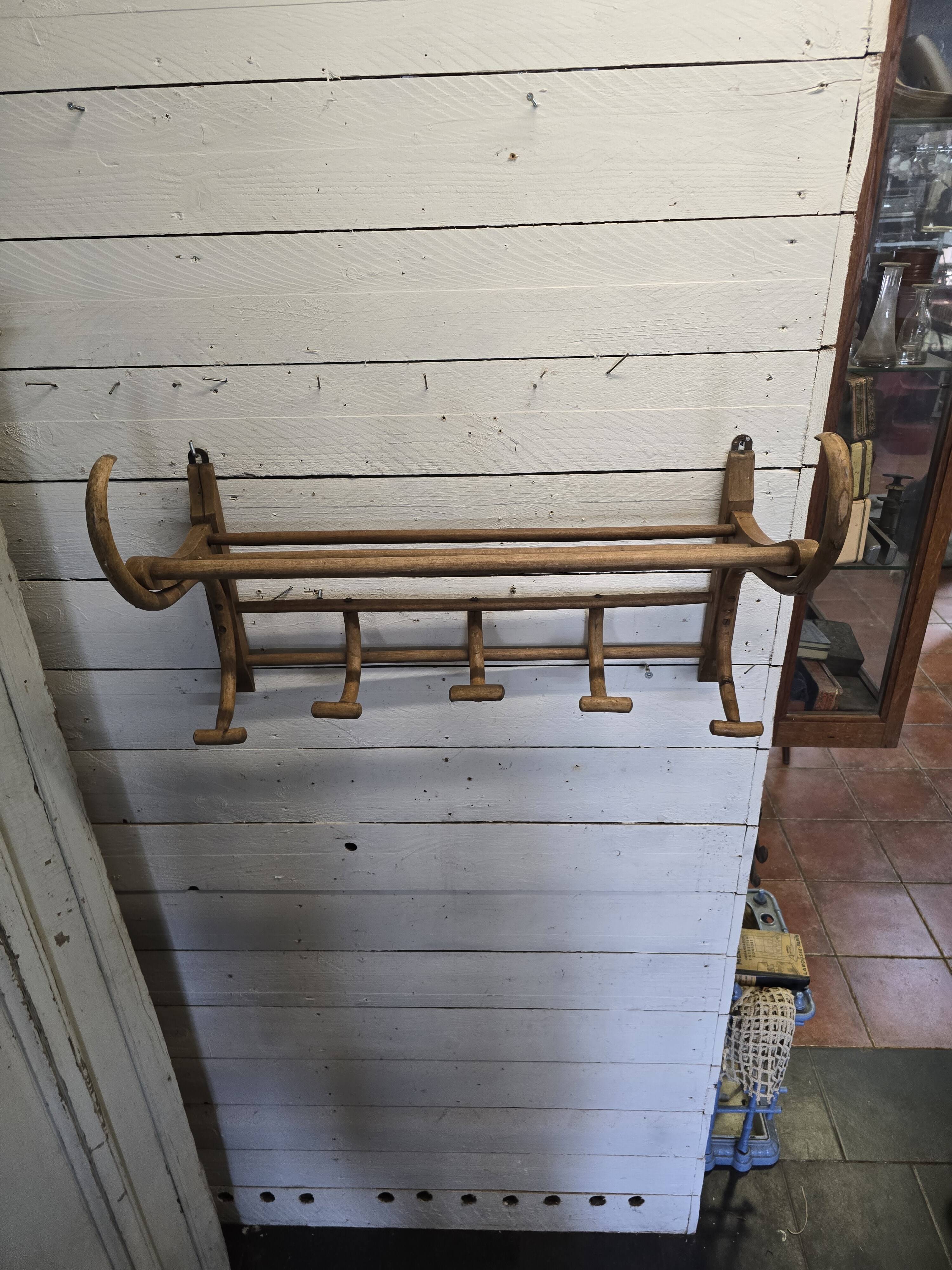 Old curved wooden coat rack