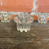 Set of 4 Vintage Glass Moulded Candle Holders 1970s France