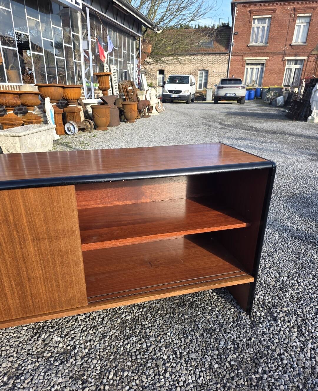 Vintage sideboard with sliding doors from the 60s