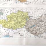 Carte ancienne Autriche Tchécoslovaquie Hongrie 43x43cm de 1950