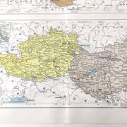 Old map of Austria, Czechoslovakia, Hungary 43x43cm from 1950
