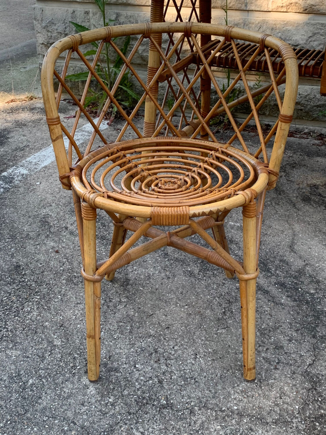 Rattan desk and chair 1960