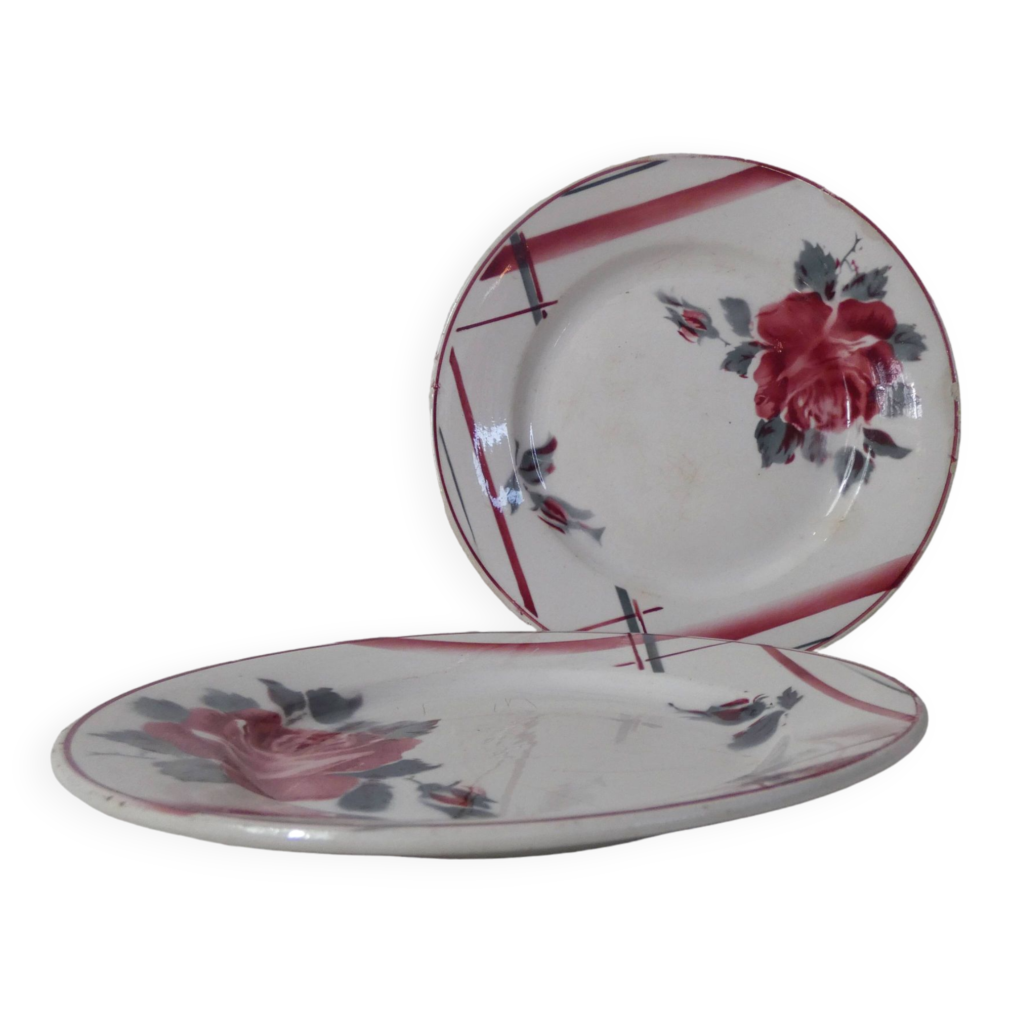 Digoin sarreguemines 2 flat plates la rose