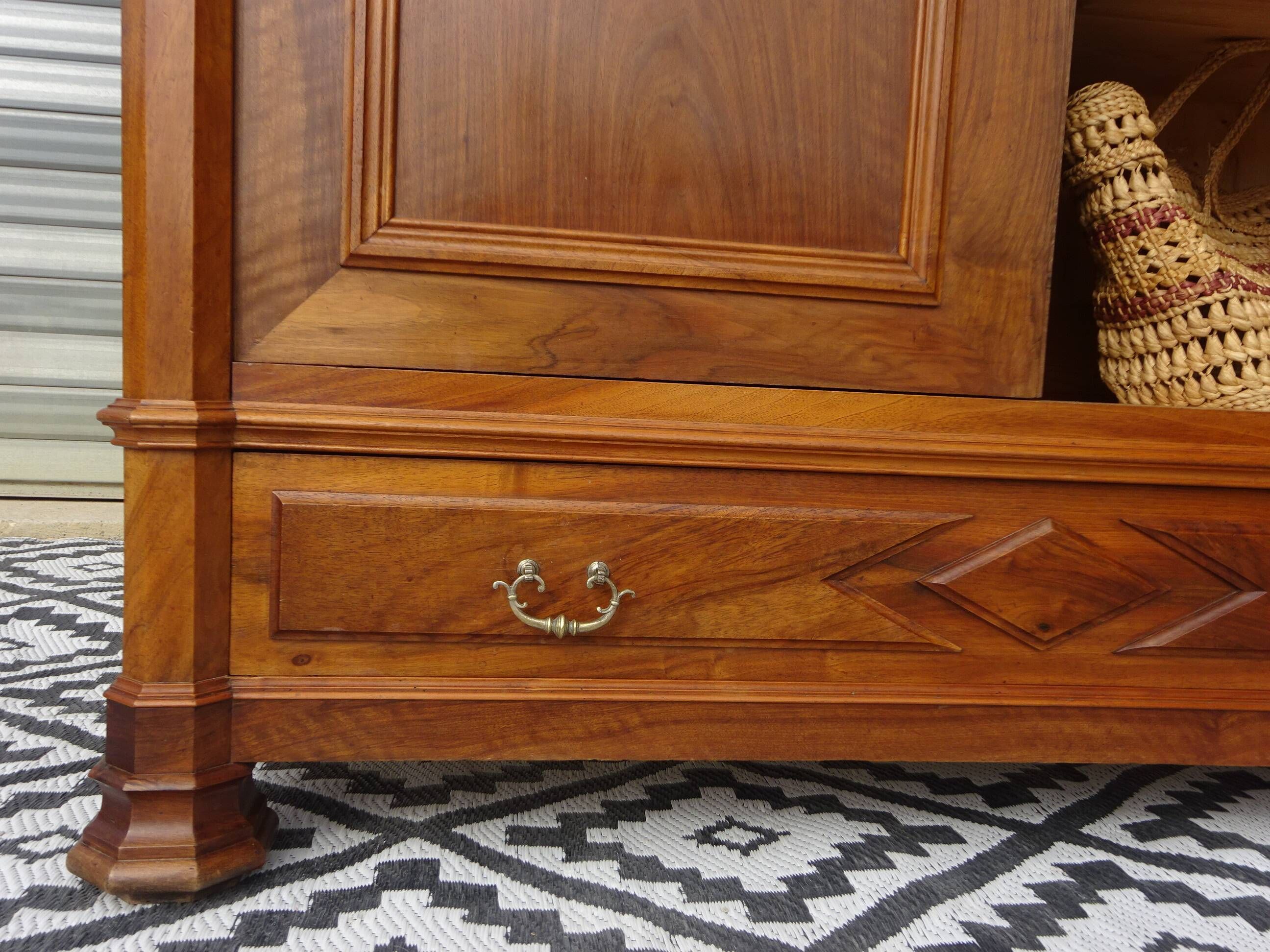 Large antique wardrobe in solid walnut