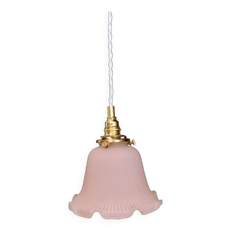 Vintage pink frosted glass lampshade pendant light