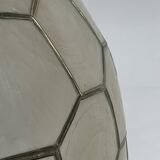 Large Hollywood regency midcentury Capiz and brass table lamp, 1960s