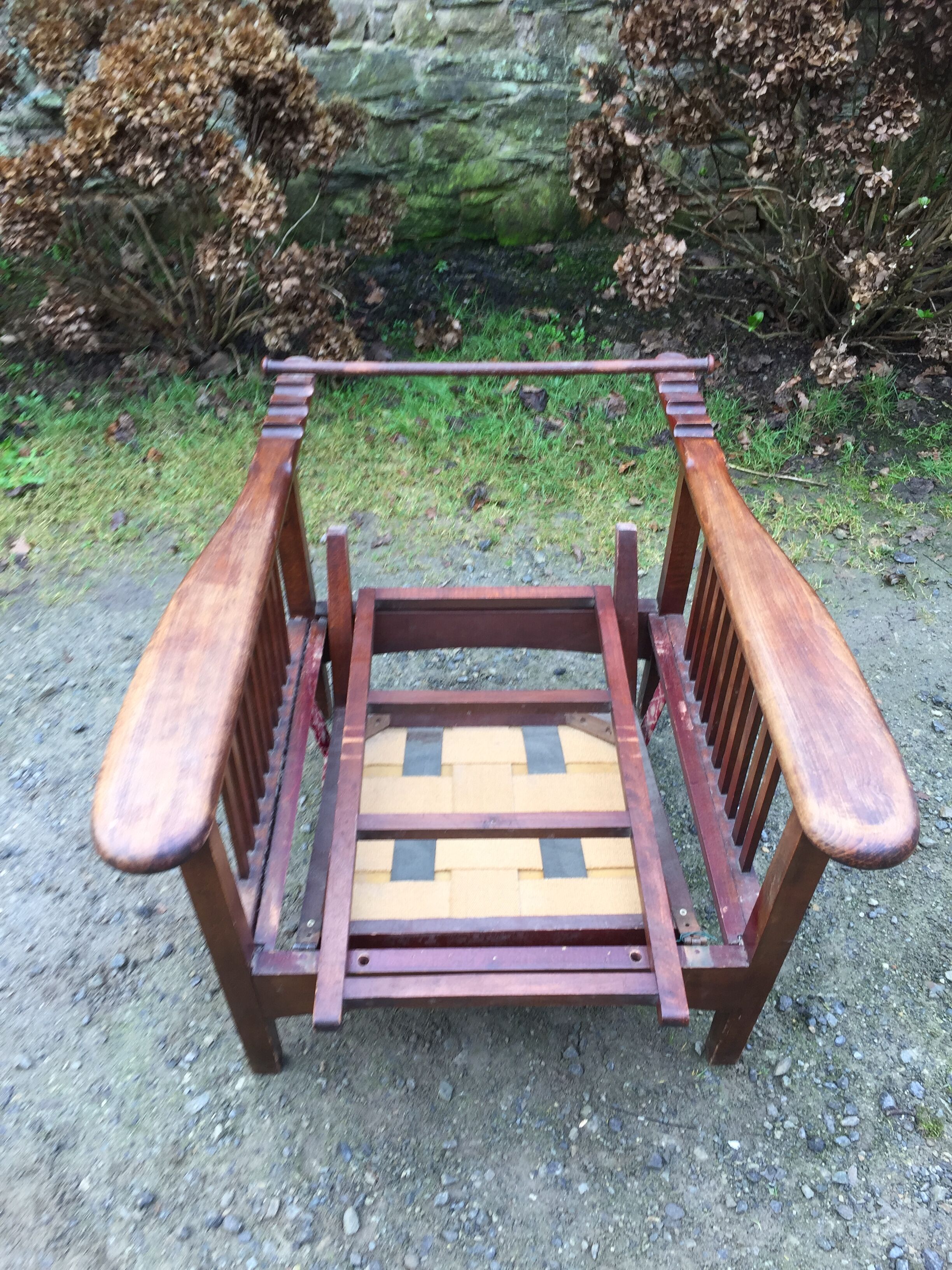 Vintage morris armchair in beech and fabric bordeaux napoleon iii
