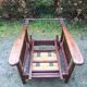 Vintage morris armchair in beech and fabric bordeaux napoleon iii