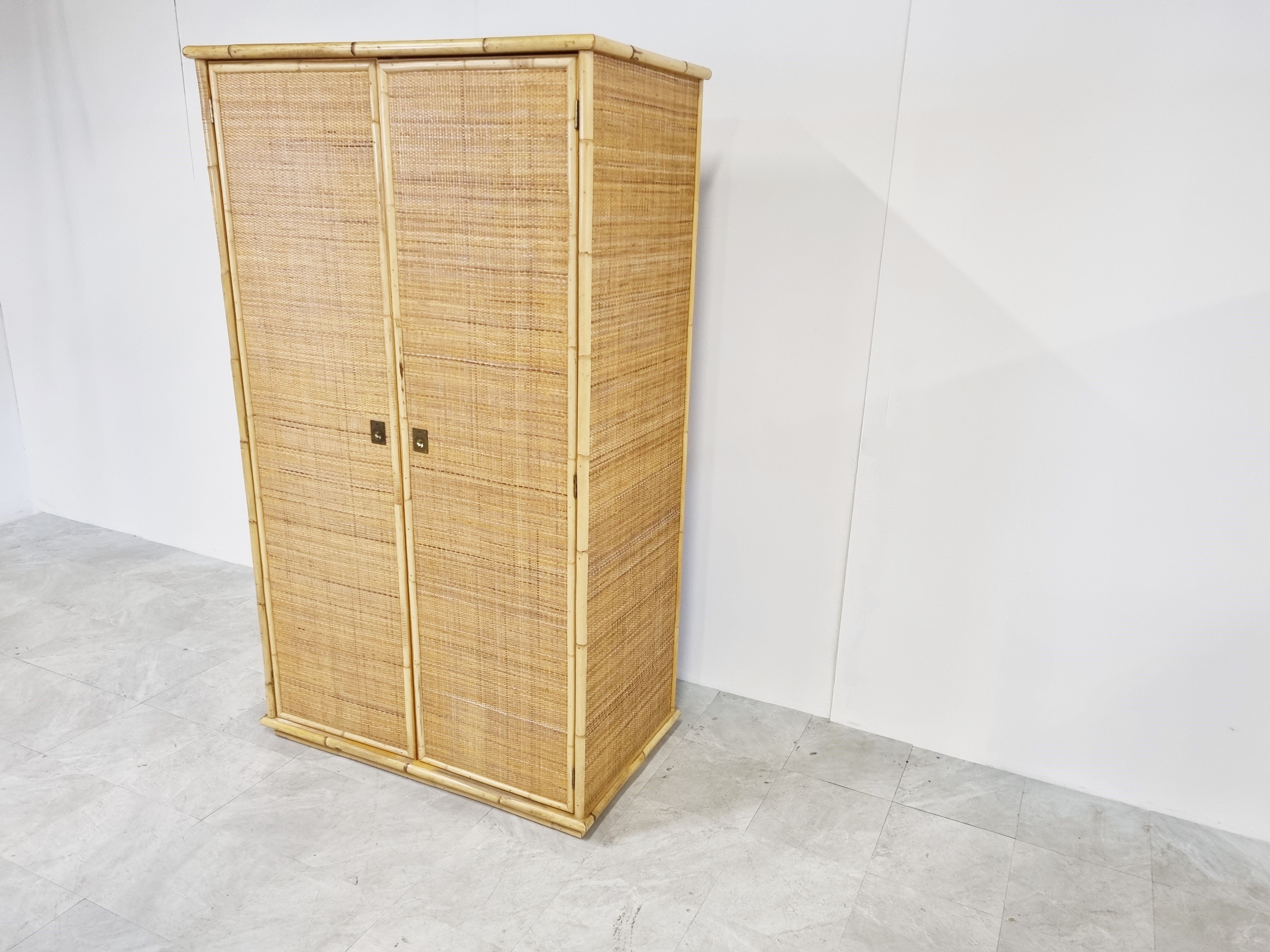 Rattan and bamboo wardrobe by Dal Vera, 1960s