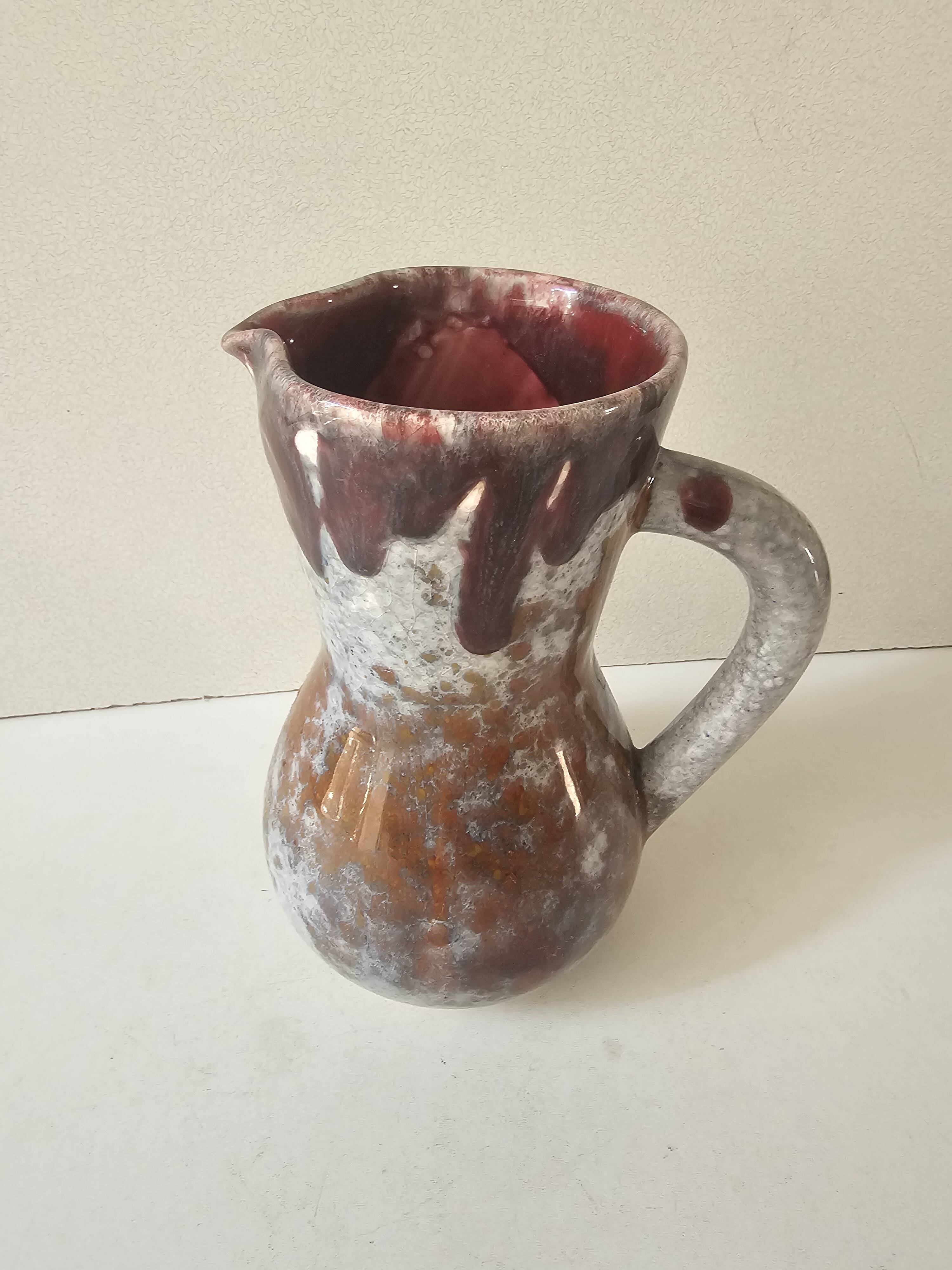 Glazed ceramic pitcher signed Morvan (Design by Gaston Gaubier)