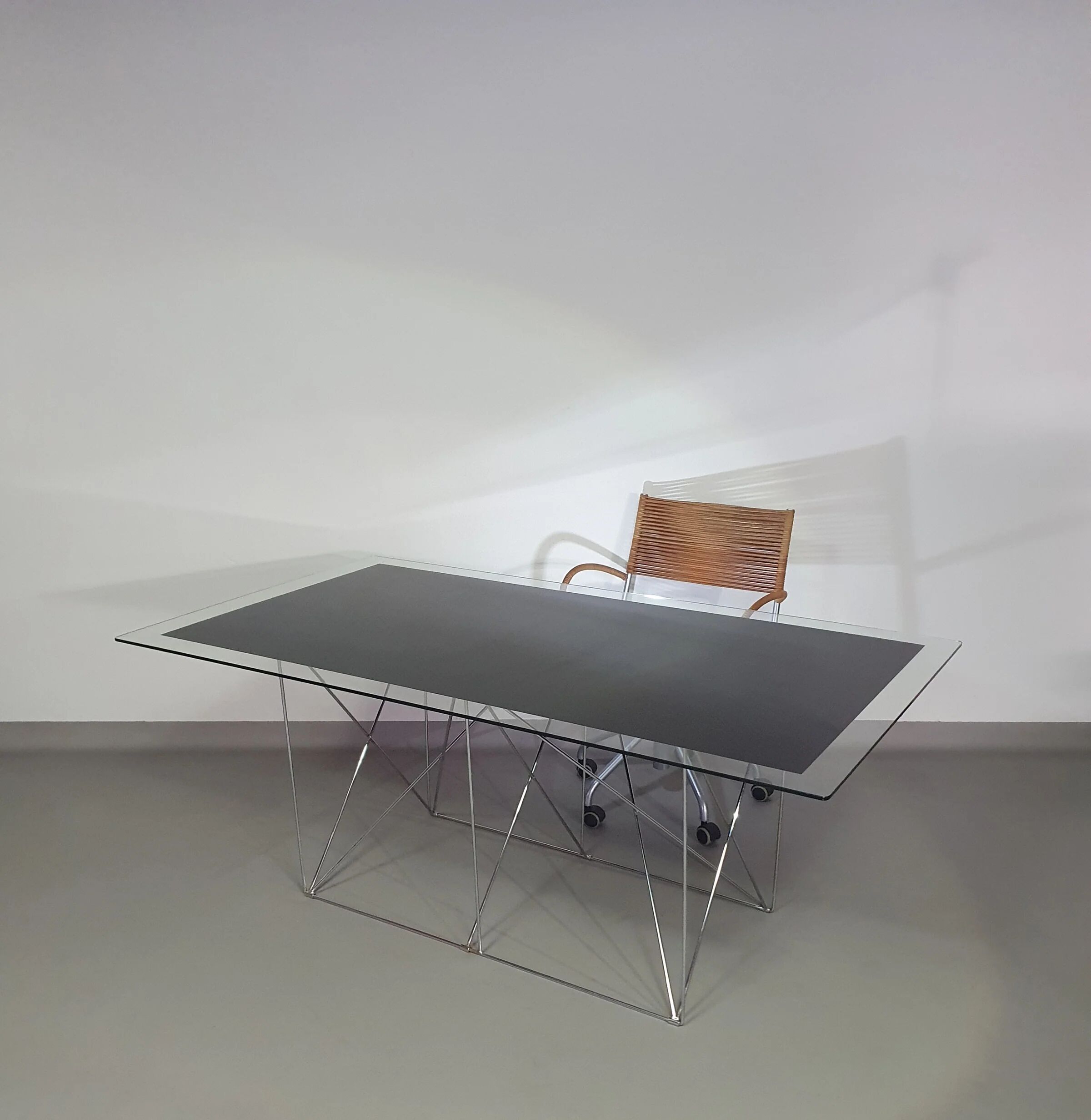 Steel and glass dining table by Max Sauze for Max Sauze Studio, 1970s