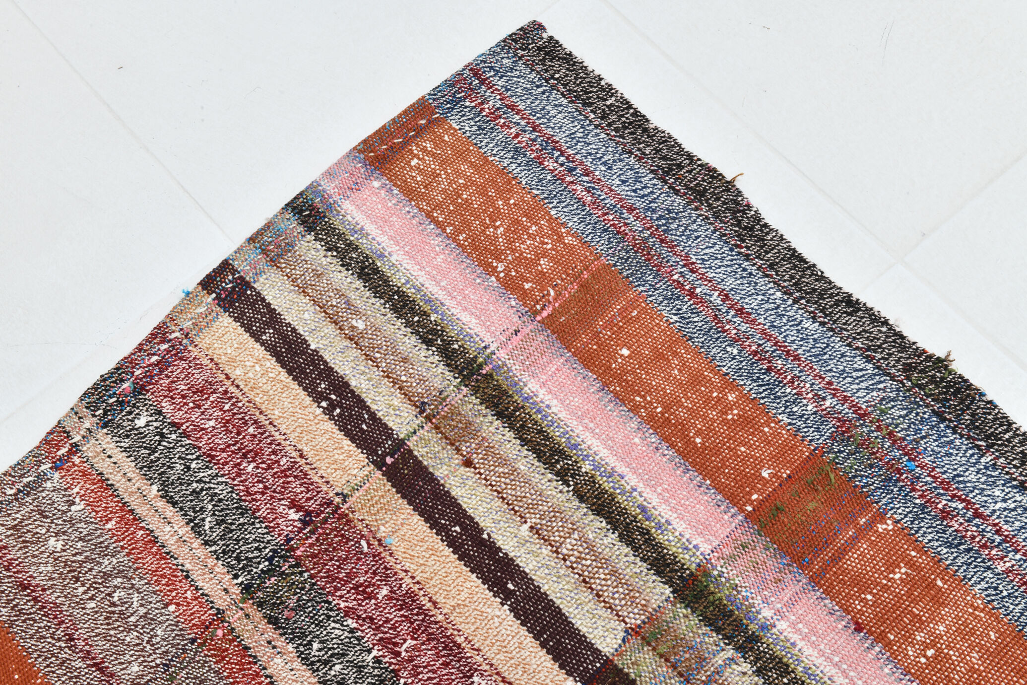 Kilim multicolore rayé moderne 6x7, 203x230Cm