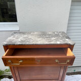 Louis xvi secretary in walnut with gray veined marble top 19th century