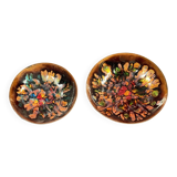 set of 2 enamels on copper empty pocket 10 and 12 cm in diameter - Art Limoges enamel