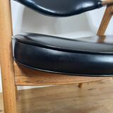 Scandinavian armchair by Erik Kirkegaard in oak and leather, 1960s