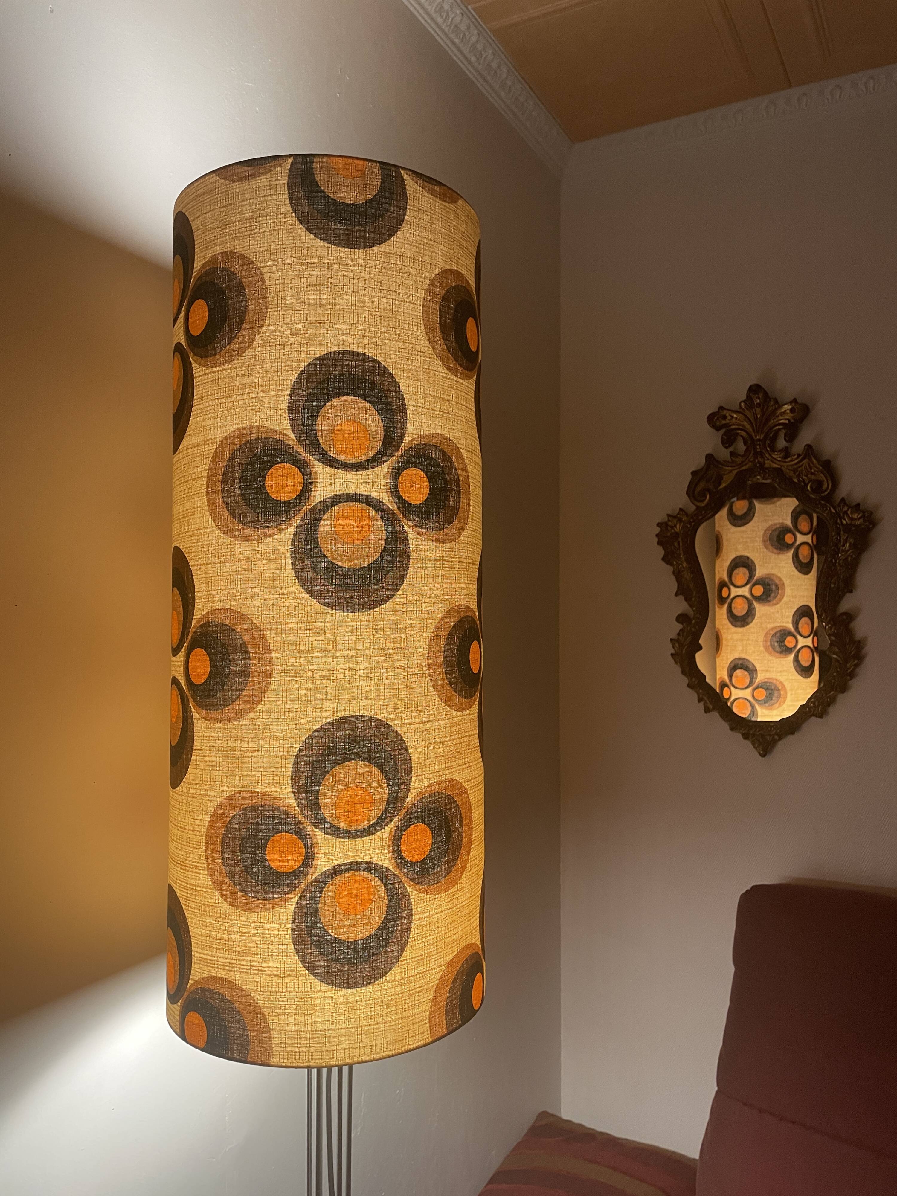 Apollo Brown Clover Lampshade H75 D30 - fabric 70s