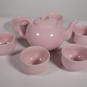 Mid-Century Vintage Tea Set Pastel Pink Porcelain Teapot & Cups, 1960s