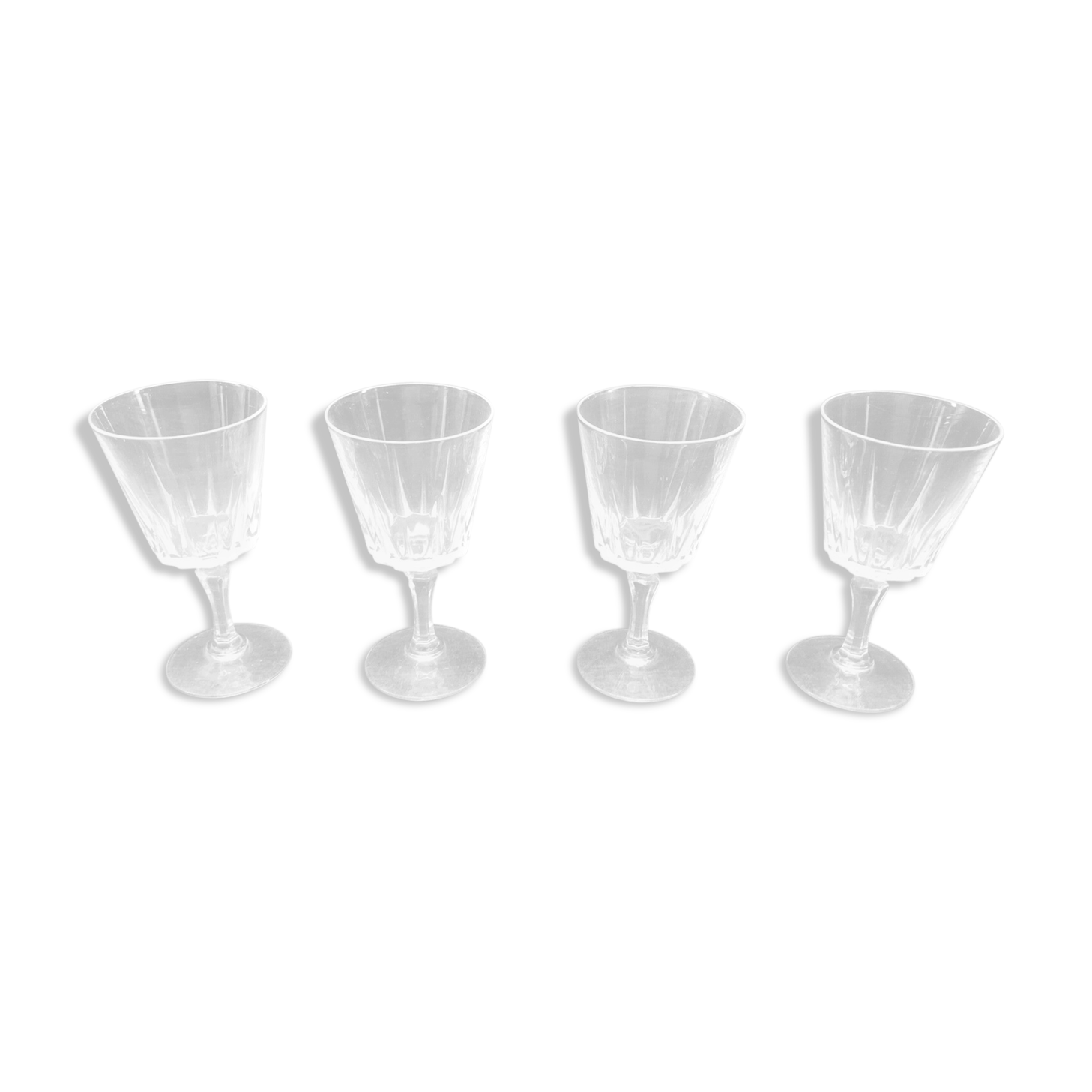 Set of four old vintage glass crystal walking glasses