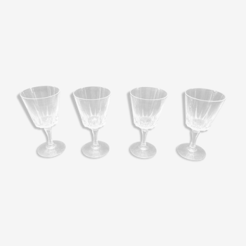 Set de quatre anciens verres à pied en cristal verre vintage