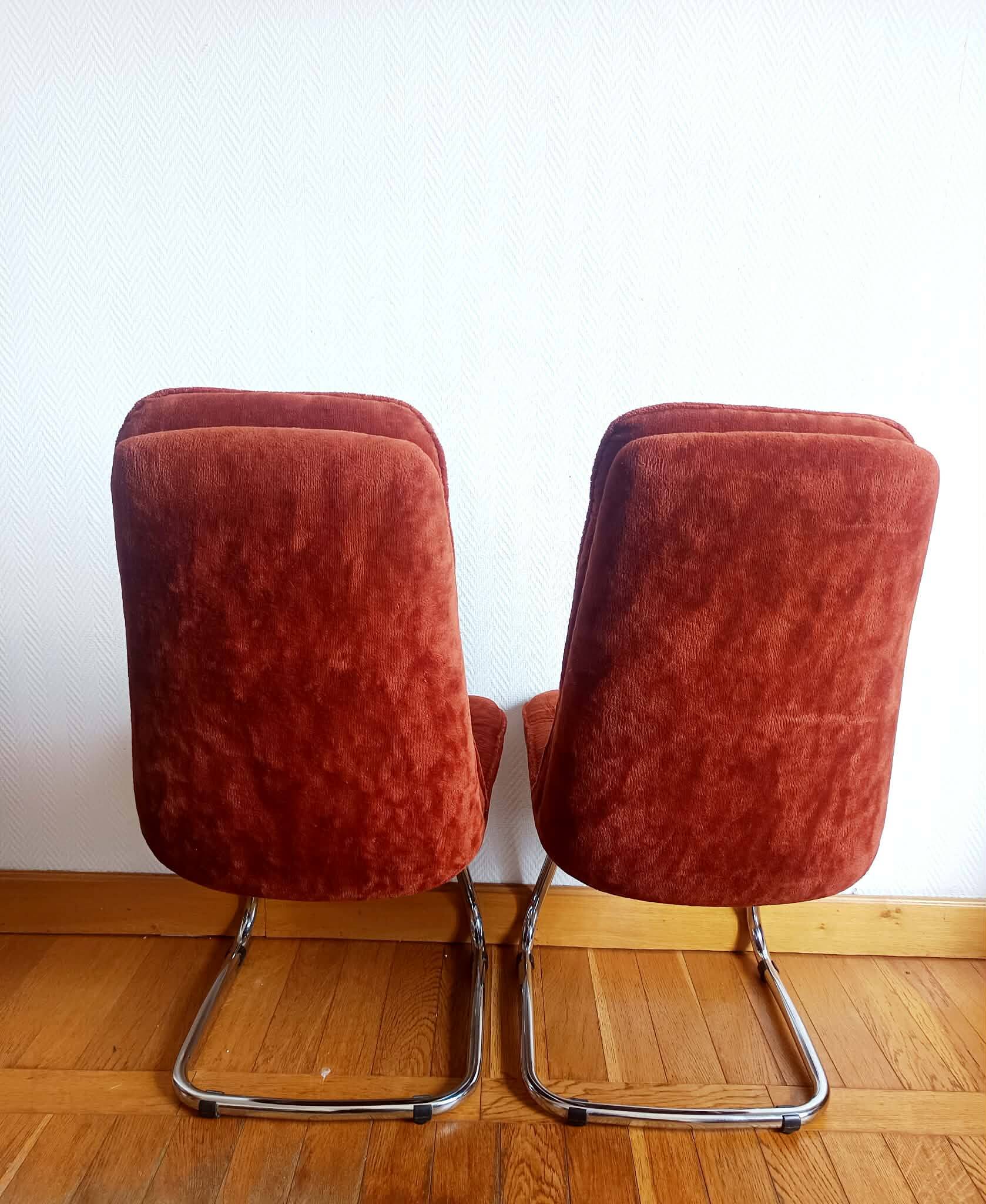 Gastone Rinaldi velvet and chrome chairs 1970