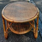 Rattan and wicker coffee table Italy 1960