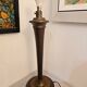Vintage Scandinavian style lamp base in dark wood and bronze metal – 58 cm