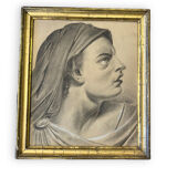 Profile of woman with drapery drawing nineteenth signed julien