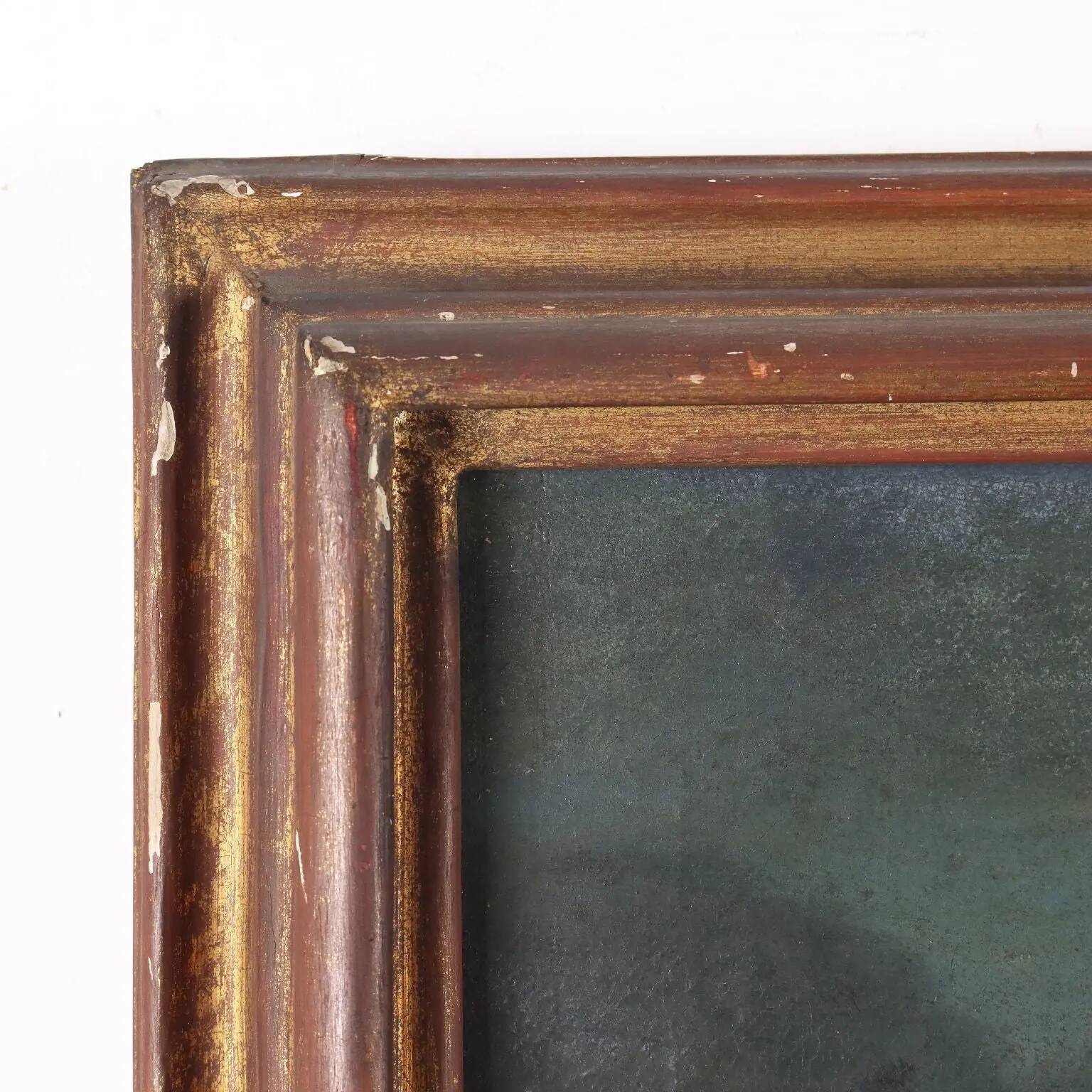 Ancient painting with a religious subject, oil on canvas, 17th century.