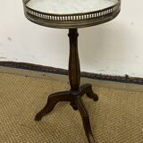 Louis XVI style tripod pedestal table in mahogany and marble