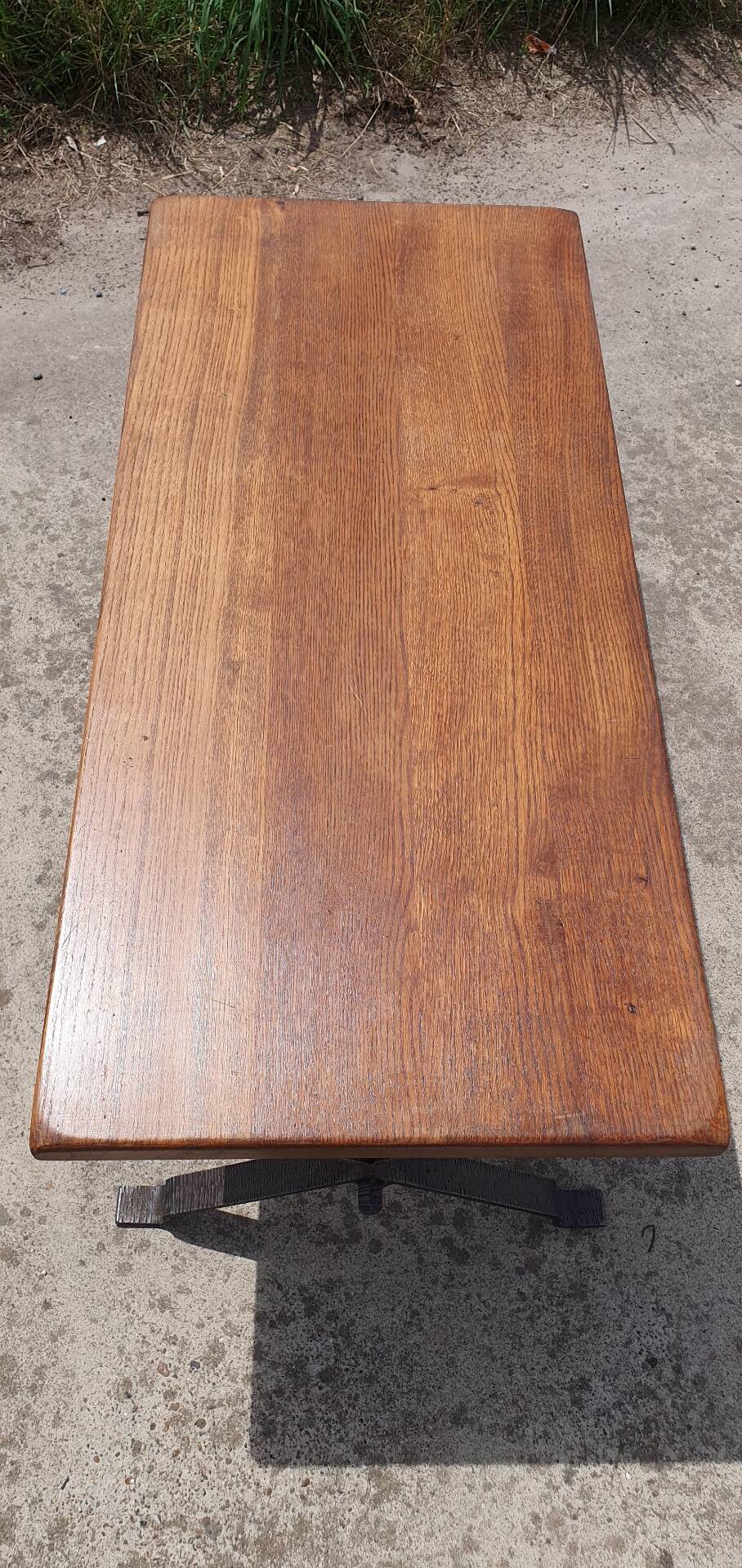 1970s Coffee table oak wrought iron 115 cm