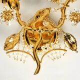 1970s brass crystal glass floral wall lamp by Ernst Palme unused condition