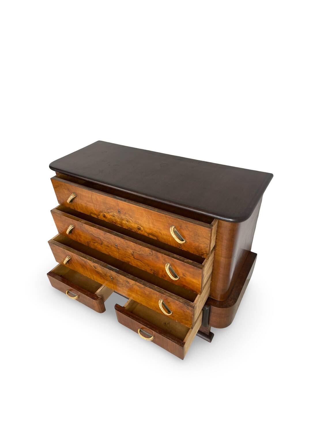 Commode italienne Art déco en ronce de noyer, années 1920